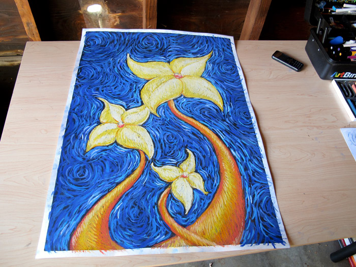 Flower Family Chalk Drawing - final step