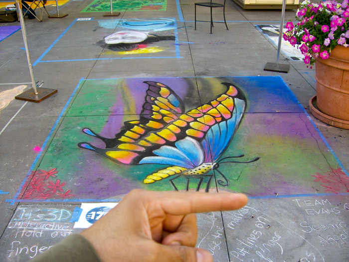 3d Chalk drawing - butterfly