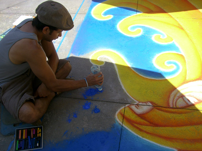 josh ender drawing with chalk