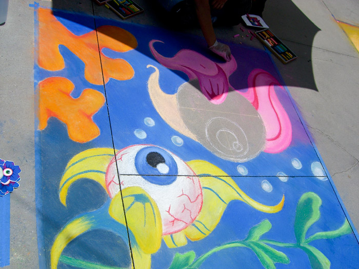 chalk drawing fisheye
