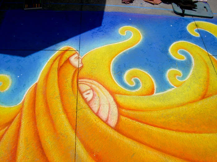 Mother and Child - by Henry Colchado - Chalk mural by Josh and Henry