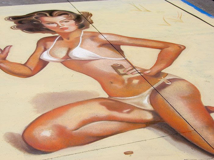 pin-up girl - chalk art